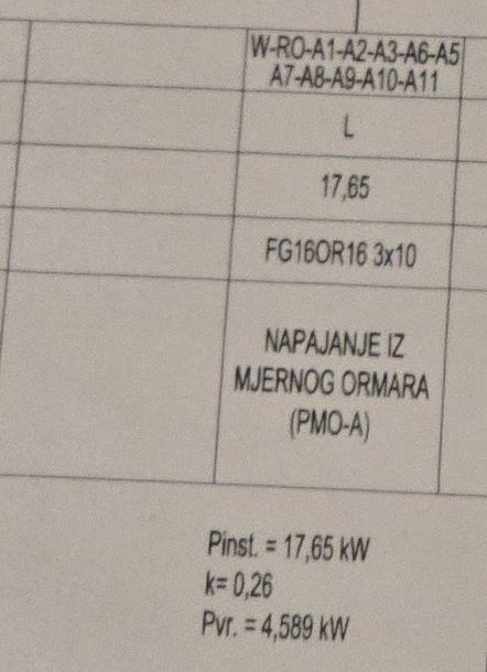 List projekta: Pinst 17,65 kW, k 0,26, Pvr 4,589 kW